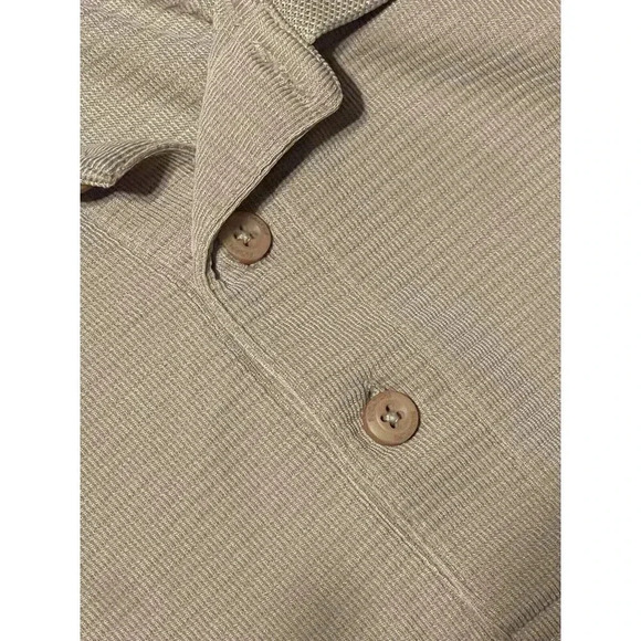 Bugatchi Uomo Tan Short Sleeve Knitted Collard Shirt Size large - Picture 3 of 8